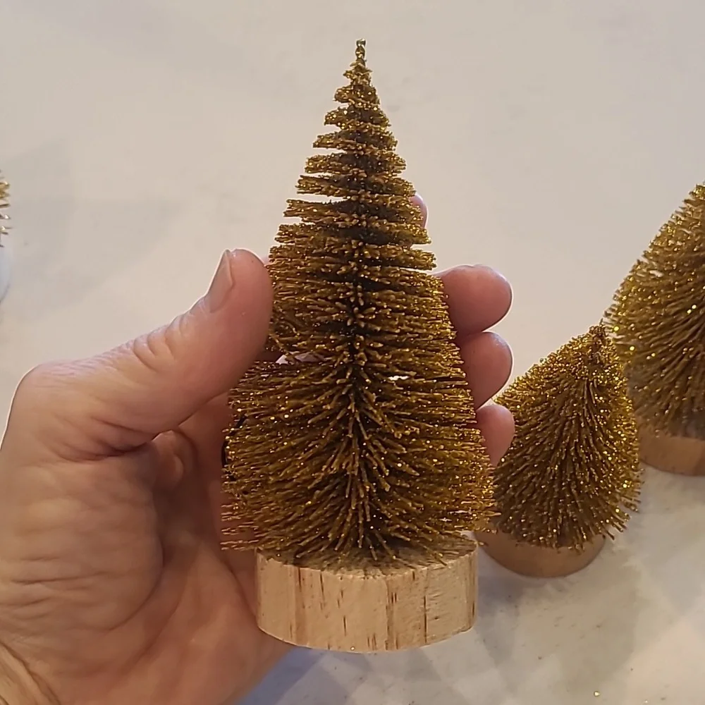 NWOT Pottery Barn Mini Set Bottlebrush Gold Trees